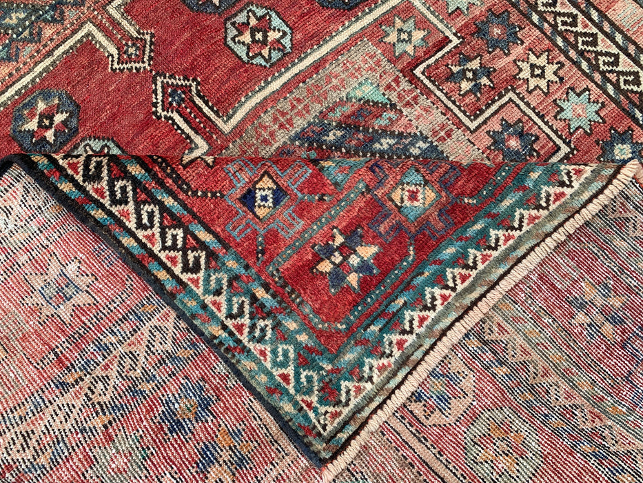 9'3 x 5'3 Hand-Knotted Persian Wool Rug - Faded Multicolor Geometric Tribal Design - KBHM-1010