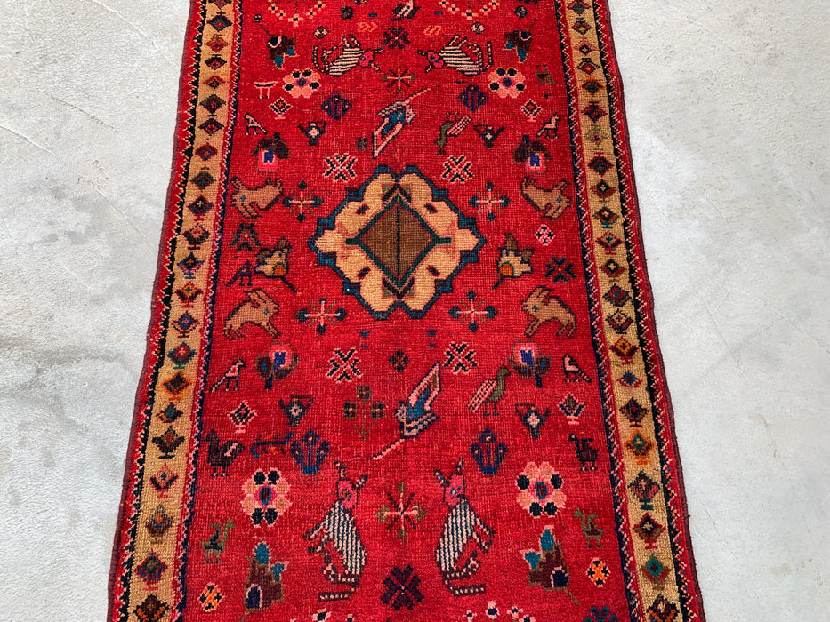 5'4 x 2'9 Hand-Knotted Persian Wool Rug - Red Tribal Pictorial Design - KBHM-1011