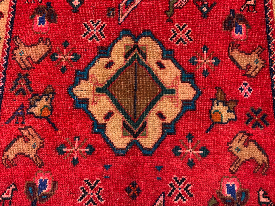 5'4 x 2'9 Hand-Knotted Persian Wool Rug - Red Tribal Pictorial Design - KBHM-1011