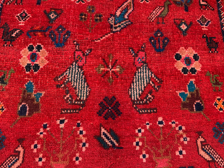 5'4 x 2'9 Hand-Knotted Persian Wool Rug - Red Tribal Pictorial Design - KBHM-1011