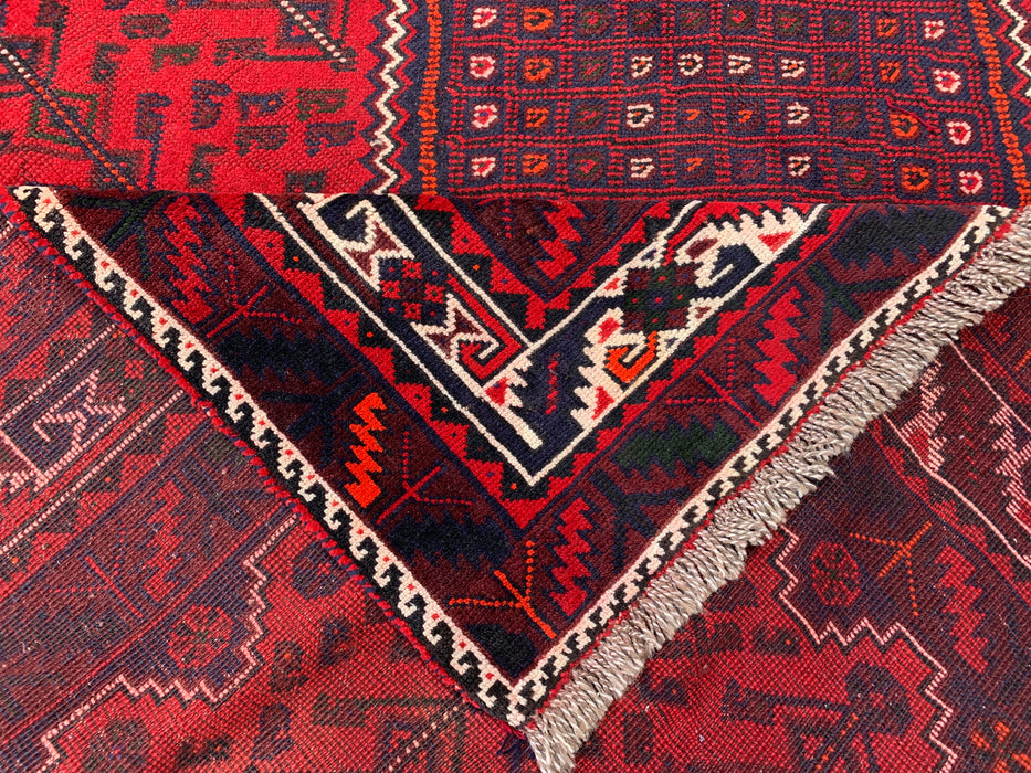 10'4 x 7'2 Hand-Knotted Persian Wool Rug - Red Geometric Tribal Medallion Design - KBHM-1012