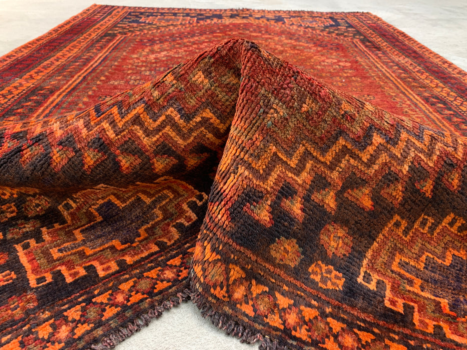 7'3 x 5'1 Hand-Knotted Persian Wool Rug - Faded Rust Tribal Medallion Design - KBHM-1013