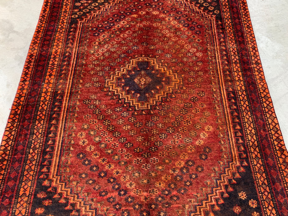 7'3 x 5'1 Hand-Knotted Persian Wool Rug - Faded Rust Tribal Medallion Design - KBHM-1013