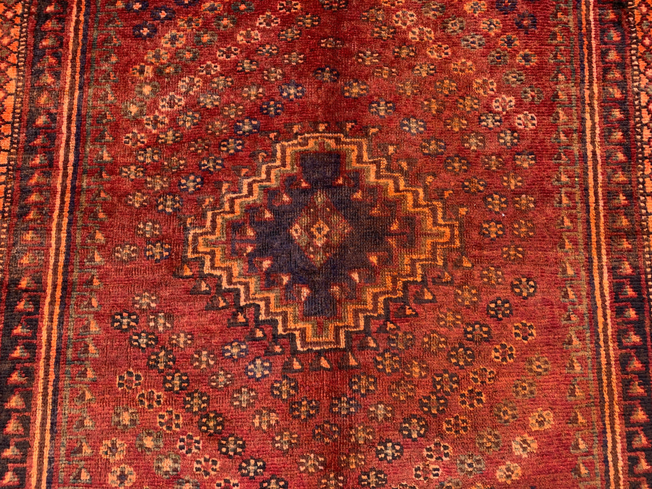 7'3 x 5'1 Hand-Knotted Persian Wool Rug - Faded Rust Tribal Medallion Design - KBHM-1013