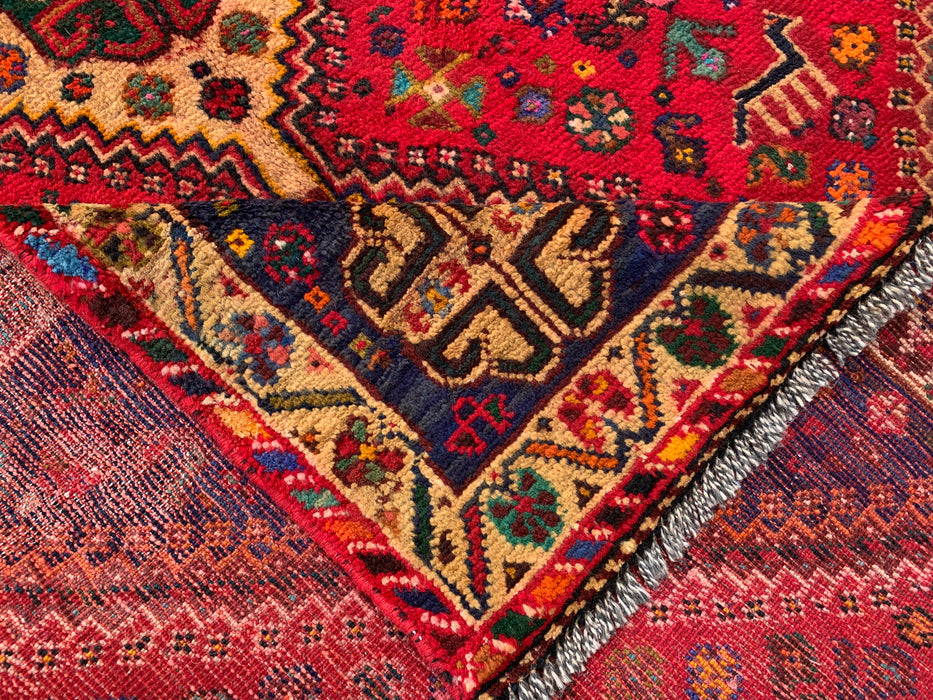 9'9 x 3'11 Hand-Knotted Persian Wool Runner - Red Tribal Medallion Design - KBHM-1014