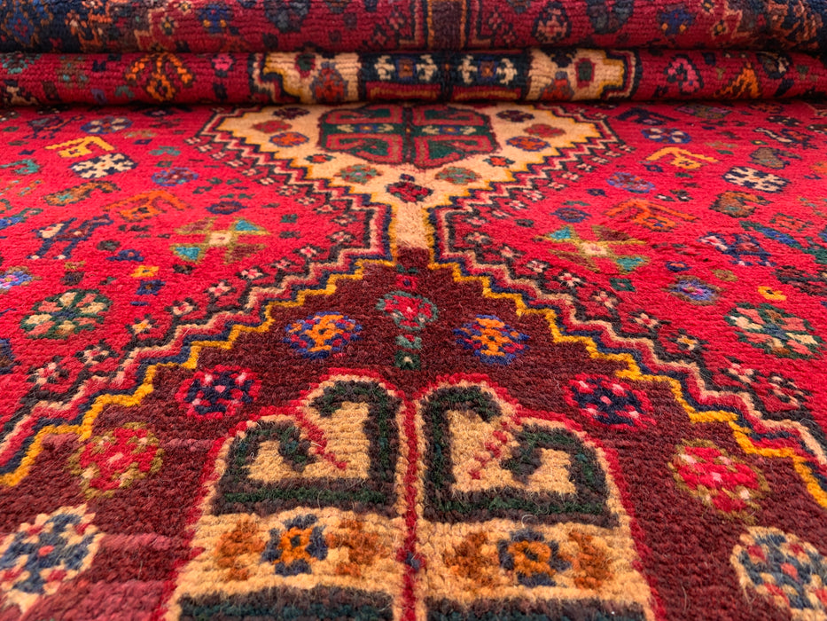 9'9 x 3'11 Hand-Knotted Persian Wool Runner - Red Tribal Medallion Design - KBHM-1014