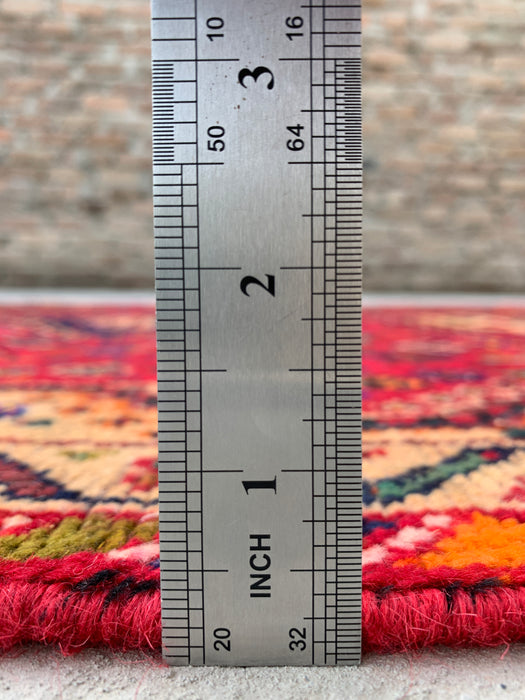 9'9 x 3'11 Hand-Knotted Persian Wool Runner - Red Tribal Medallion Design - KBHM-1014