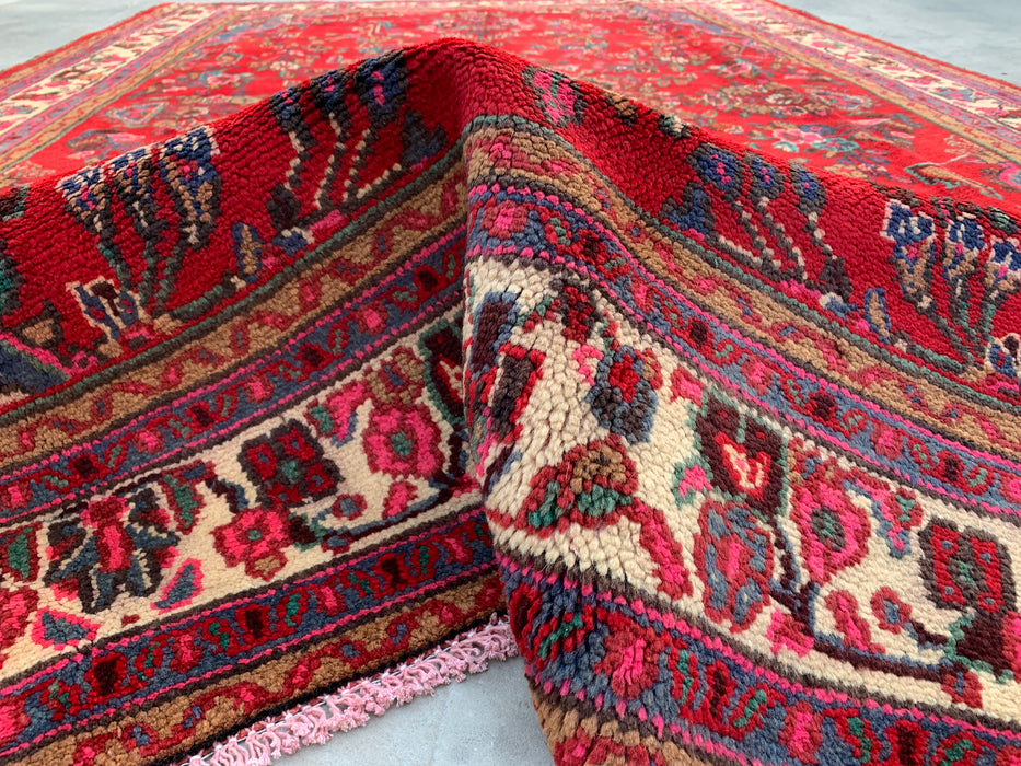 10'7 x 6'11 Hand-Knotted Persian Wool Rug - Red Floral Medallion Design - KBHM-1015
