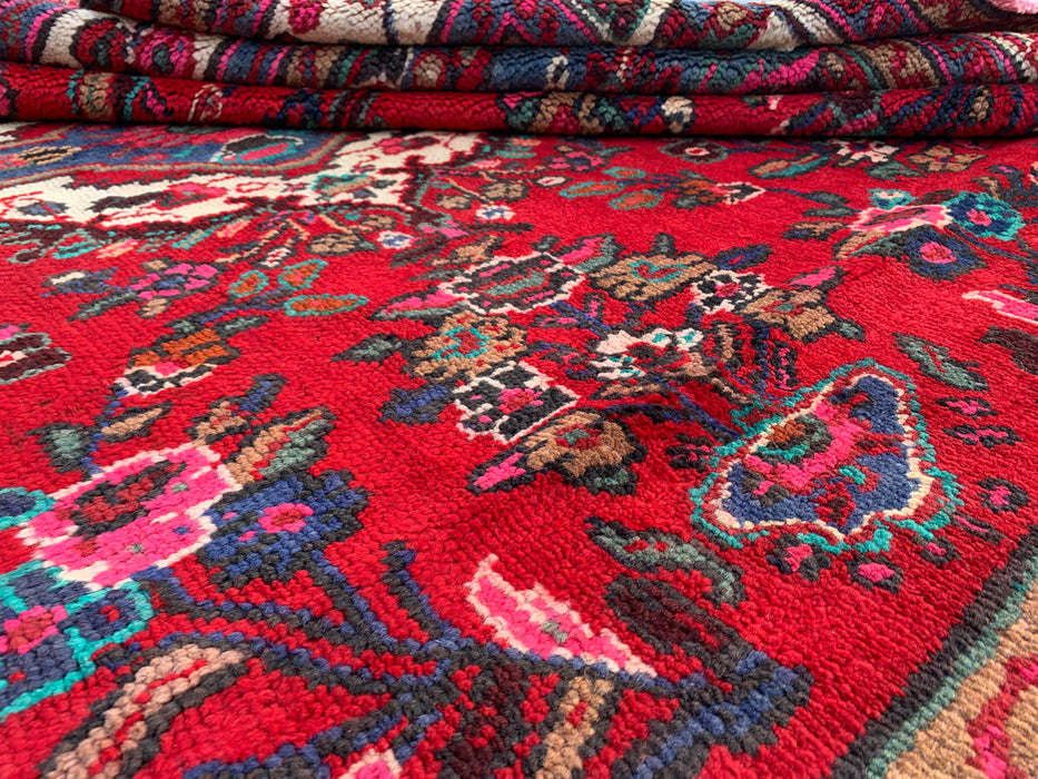 10'7 x 6'11 Hand-Knotted Persian Wool Rug - Red Floral Medallion Design - KBHM-1015