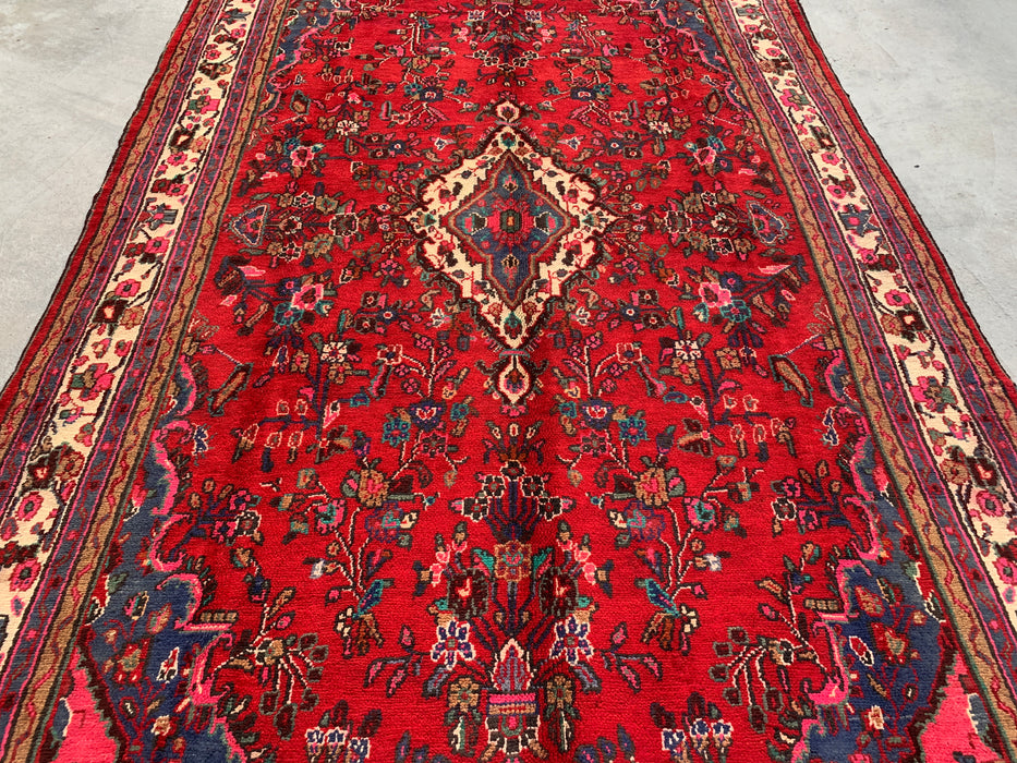 10'7 x 6'11 Hand-Knotted Persian Wool Rug - Red Floral Medallion Design - KBHM-1015