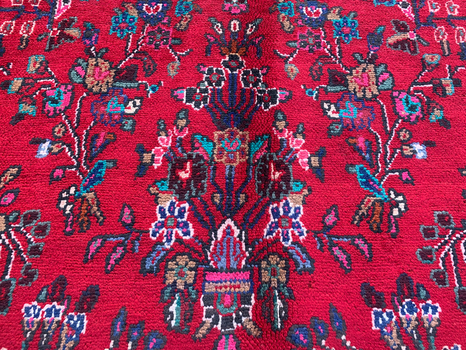 10'7 x 6'11 Hand-Knotted Persian Wool Rug - Red Floral Medallion Design - KBHM-1015