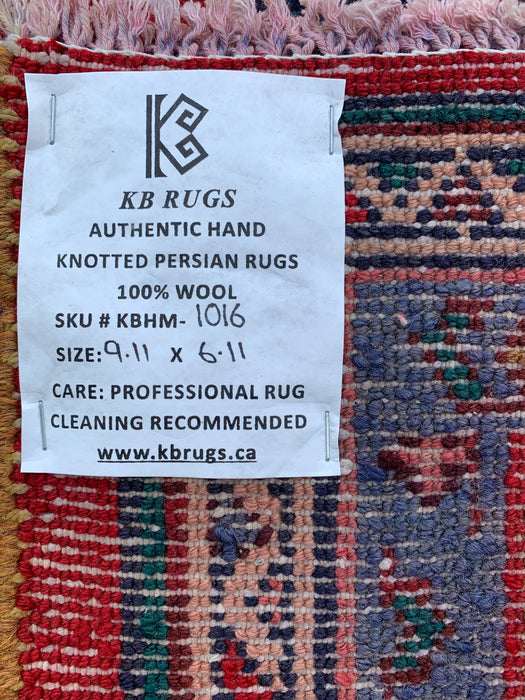 9'11 x 6'11 Hand-Knotted Persian Wool Rug - Red Medallion Design - KBHM-1016