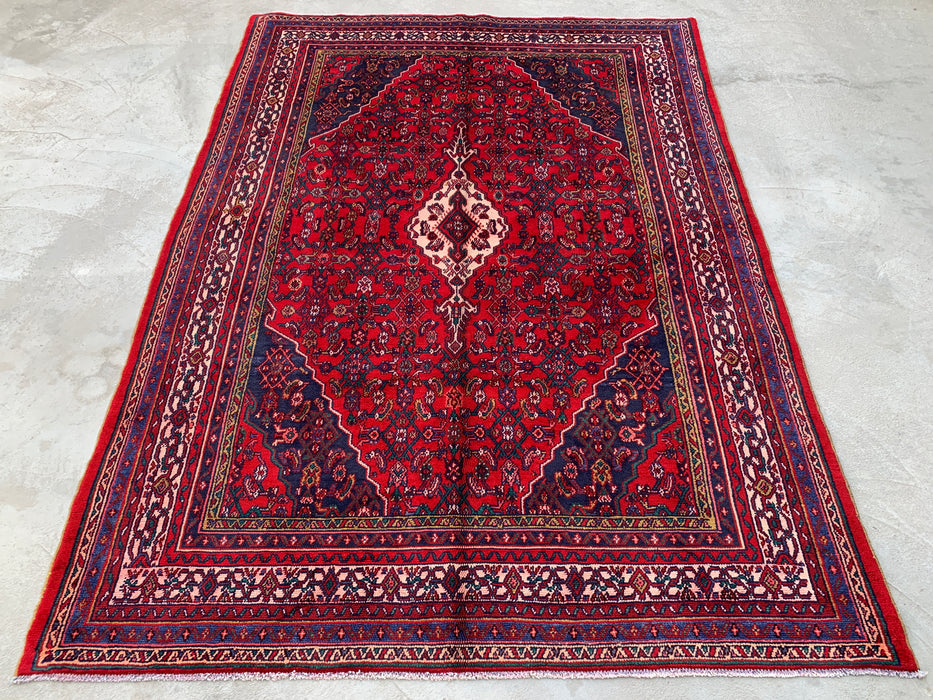 9'11 x 6'11 Hand-Knotted Persian Wool Rug - Red Medallion Design - KBHM-1016
