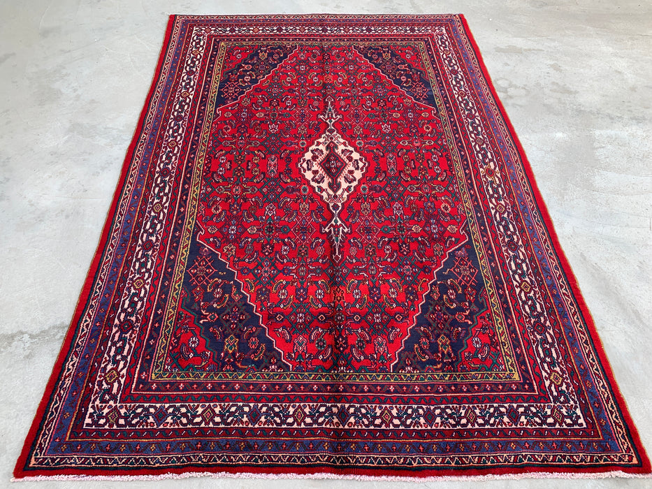 9'11 x 6'11 Hand-Knotted Persian Wool Rug - Red Medallion Design - KBHM-1016