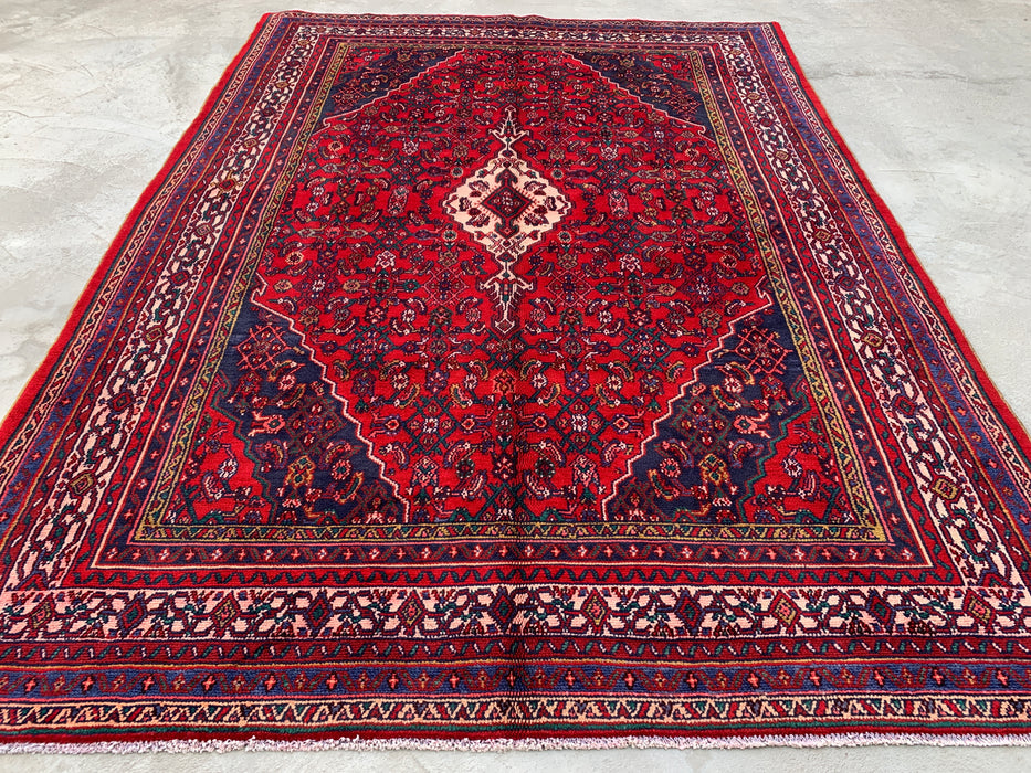 9'11 x 6'11 Hand-Knotted Persian Wool Rug - Red Medallion Design - KBHM-1016