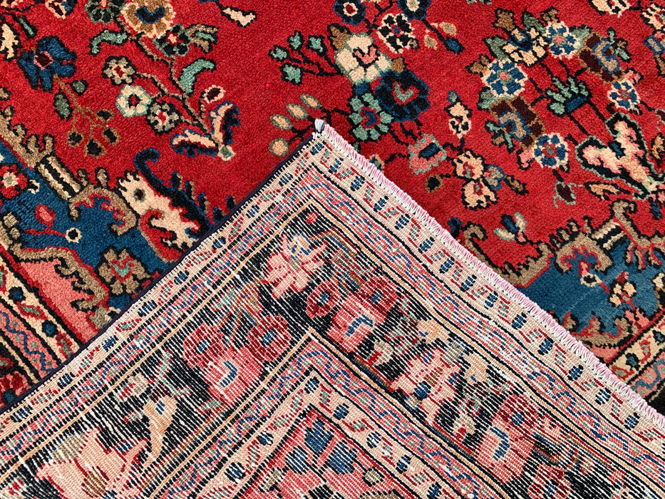 9'3 x 7'2 Hand-Knotted Persian Wool Rug - Red Floral Medallion Design - KBHM-1017