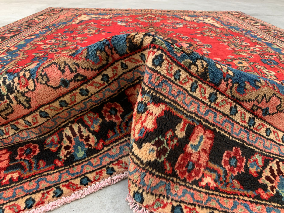 9'3 x 7'2 Hand-Knotted Persian Wool Rug - Red Floral Medallion Design - KBHM-1017