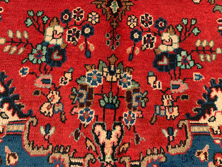 9'3 x 7'2 Hand-Knotted Persian Wool Rug - Red Floral Medallion Design - KBHM-1017