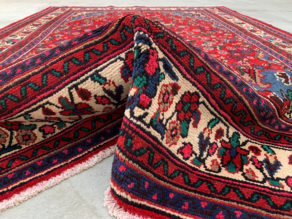 10'0 x 6'10 Hand-Knotted Persian Wool Rug - Red Floral Medallion Design - KBHM-1018