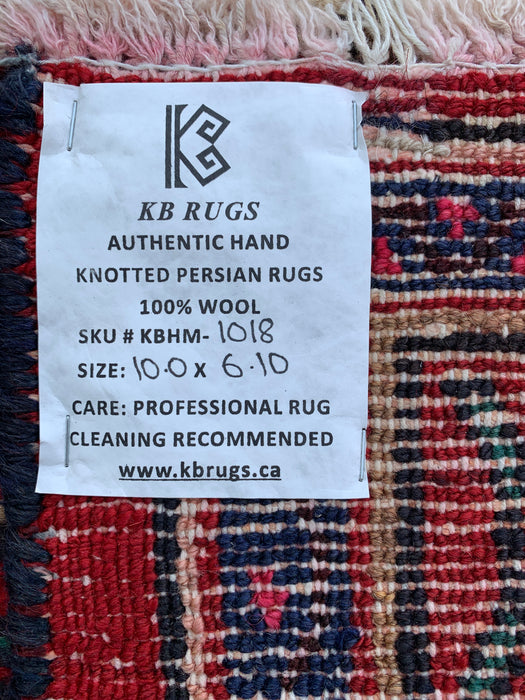 10'0 x 6'10 Hand-Knotted Persian Wool Rug - Red Floral Medallion Design - KBHM-1018