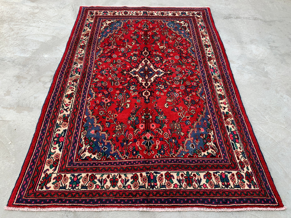 10'0 x 6'10 Hand-Knotted Persian Wool Rug - Red Floral Medallion Design - KBHM-1018