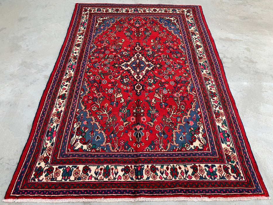 10'0 x 6'10 Hand-Knotted Persian Wool Rug - Red Floral Medallion Design - KBHM-1018