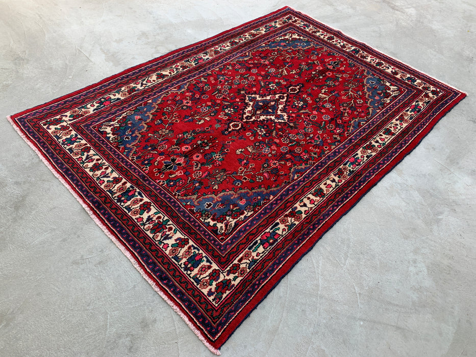 10'0 x 6'10 Hand-Knotted Persian Wool Rug - Red Floral Medallion Design - KBHM-1018