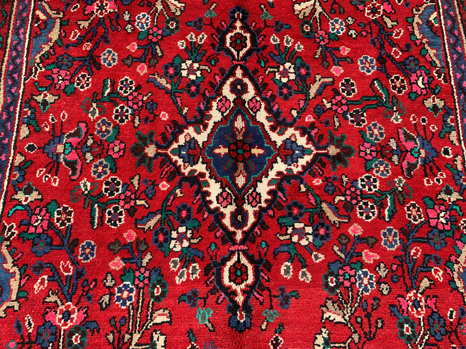 10'0 x 6'10 Hand-Knotted Persian Wool Rug - Red Floral Medallion Design - KBHM-1018