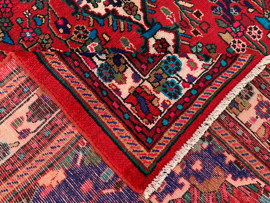 9'7 x 6'9 Hand-Knotted Persian Wool Rug - Red Floral Medallion Design - KBHM-1019