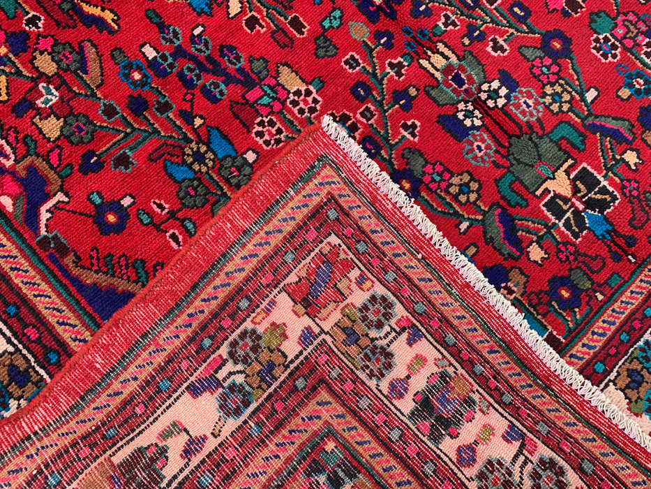 9'7 x 6'9 Hand-Knotted Persian Wool Rug - Red Floral Medallion Design - KBHM-1019