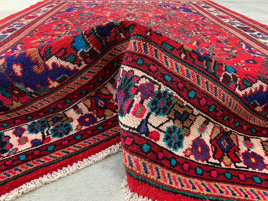 9'7 x 6'9 Hand-Knotted Persian Wool Rug - Red Floral Medallion Design - KBHM-1019