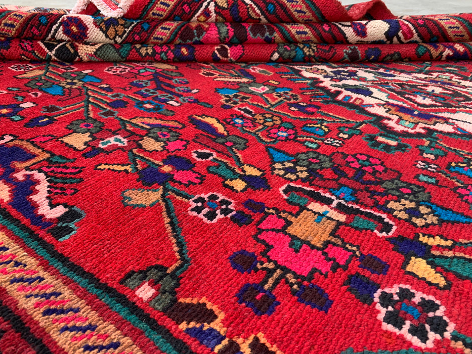 9'7 x 6'9 Hand-Knotted Persian Wool Rug - Red Floral Medallion Design - KBHM-1019
