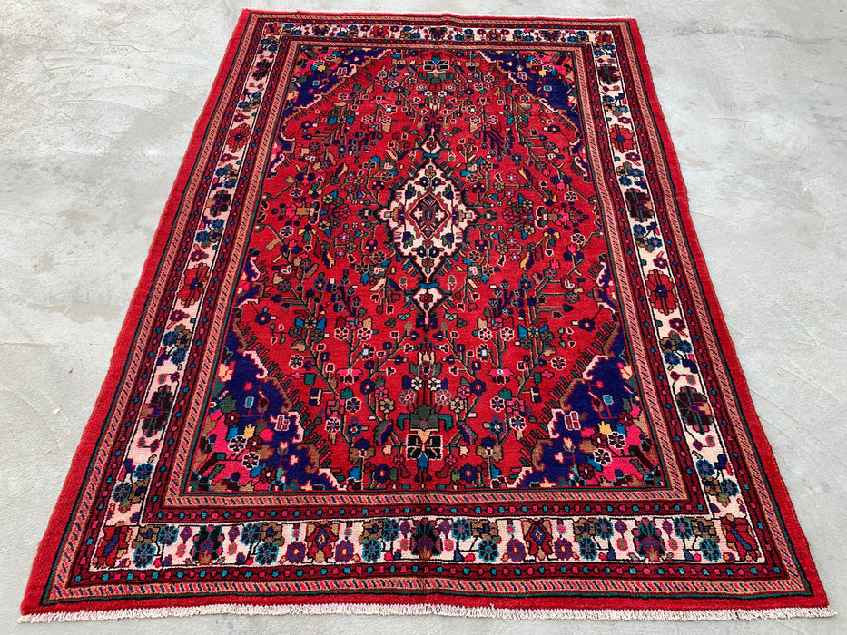 9'7 x 6'9 Hand-Knotted Persian Wool Rug - Red Floral Medallion Design - KBHM-1019