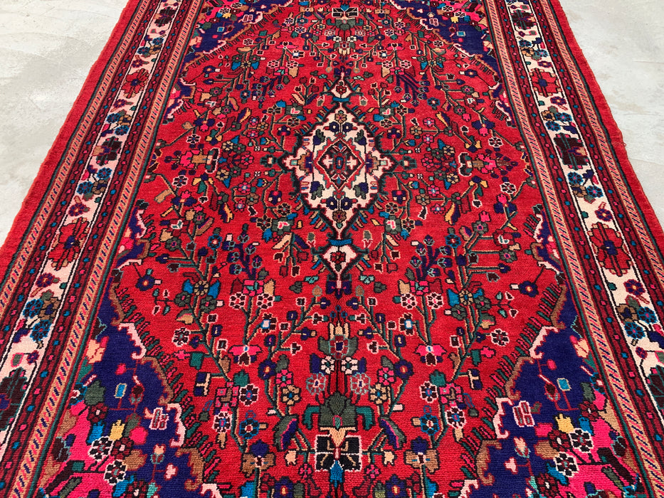 9'7 x 6'9 Hand-Knotted Persian Wool Rug - Red Floral Medallion Design - KBHM-1019