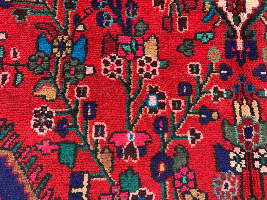 9'7 x 6'9 Hand-Knotted Persian Wool Rug - Red Floral Medallion Design - KBHM-1019