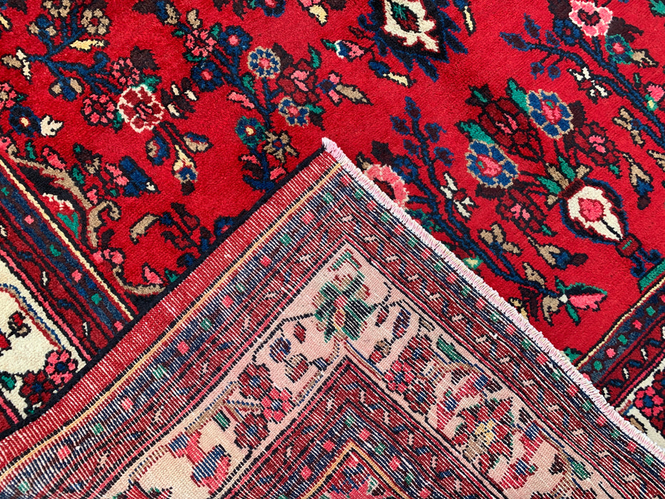 9'11 x 6'11 Hand-Knotted Persian Wool Rug - Red Floral Medallion Design - KBHM-1020