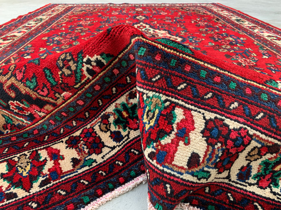 9'11 x 6'11 Hand-Knotted Persian Wool Rug - Red Floral Medallion Design - KBHM-1020