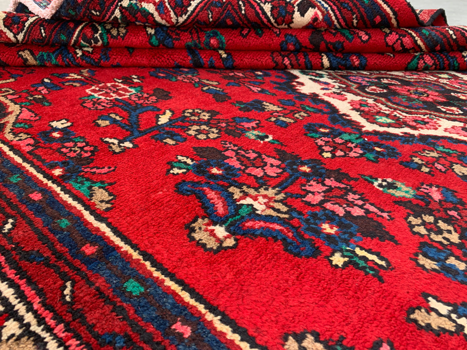 9'11 x 6'11 Hand-Knotted Persian Wool Rug - Red Floral Medallion Design - KBHM-1020
