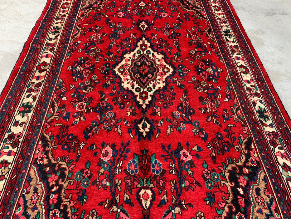 9'11 x 6'11 Hand-Knotted Persian Wool Rug - Red Floral Medallion Design - KBHM-1020