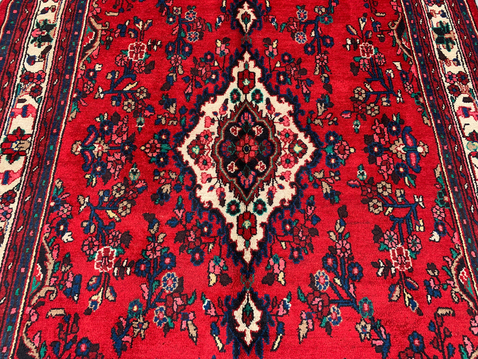 9'11 x 6'11 Hand-Knotted Persian Wool Rug - Red Floral Medallion Design - KBHM-1020
