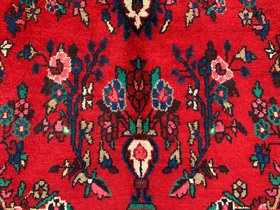 9'11 x 6'11 Hand-Knotted Persian Wool Rug - Red Floral Medallion Design - KBHM-1020
