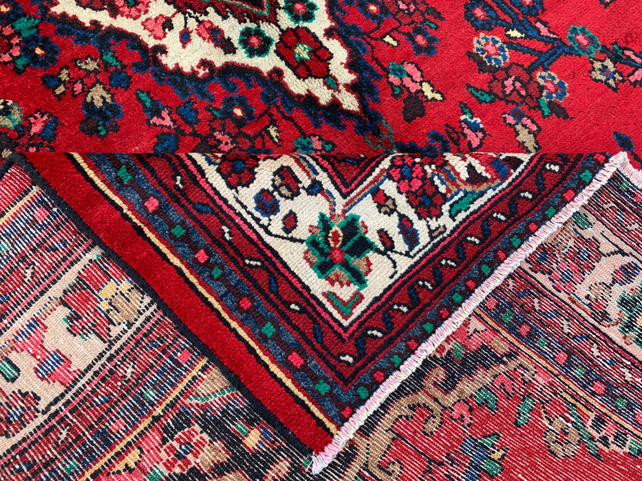 9'11 x 6'11 Hand-Knotted Persian Wool Rug - Red Floral Medallion Design - KBHM-1020
