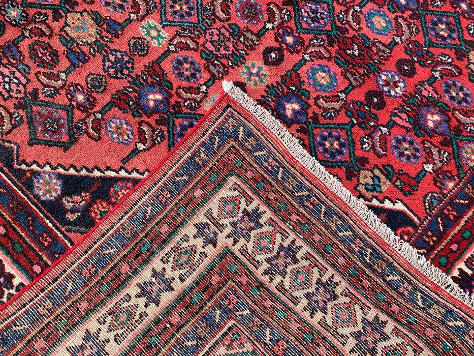 Handmade Persian Wool Area Rug 7x10 - Coral Geometric Medallion Persian Style Rug - Exact Size 9'11" x 6'9" - KBHM-1021