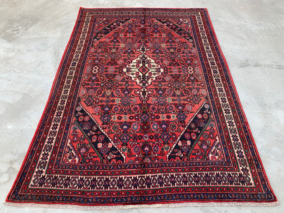 Handmade Persian Wool Area Rug 7x10 - Coral Geometric Medallion Persian Style Rug - Exact Size 9'11" x 6'9" - KBHM-1021