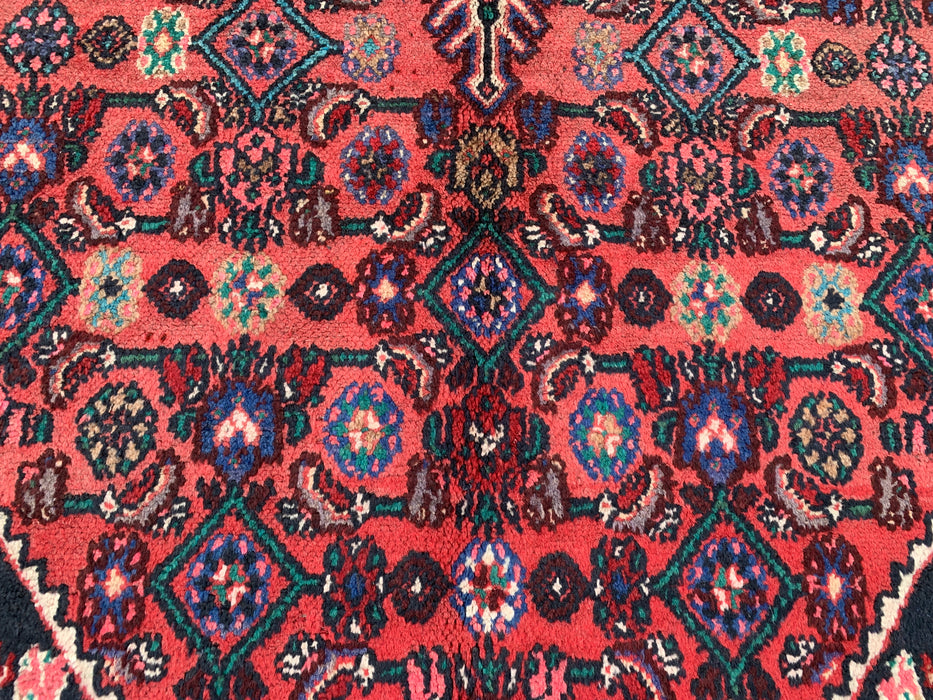Handmade Persian Wool Area Rug 7x10 - Coral Geometric Medallion Persian Style Rug - Exact Size 9'11" x 6'9" - KBHM-1021