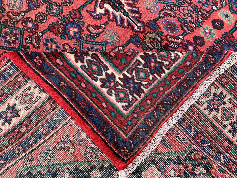 Handmade Persian Wool Area Rug 7x10 - Coral Geometric Medallion Persian Style Rug - Exact Size 9'11" x 6'9" - KBHM-1021