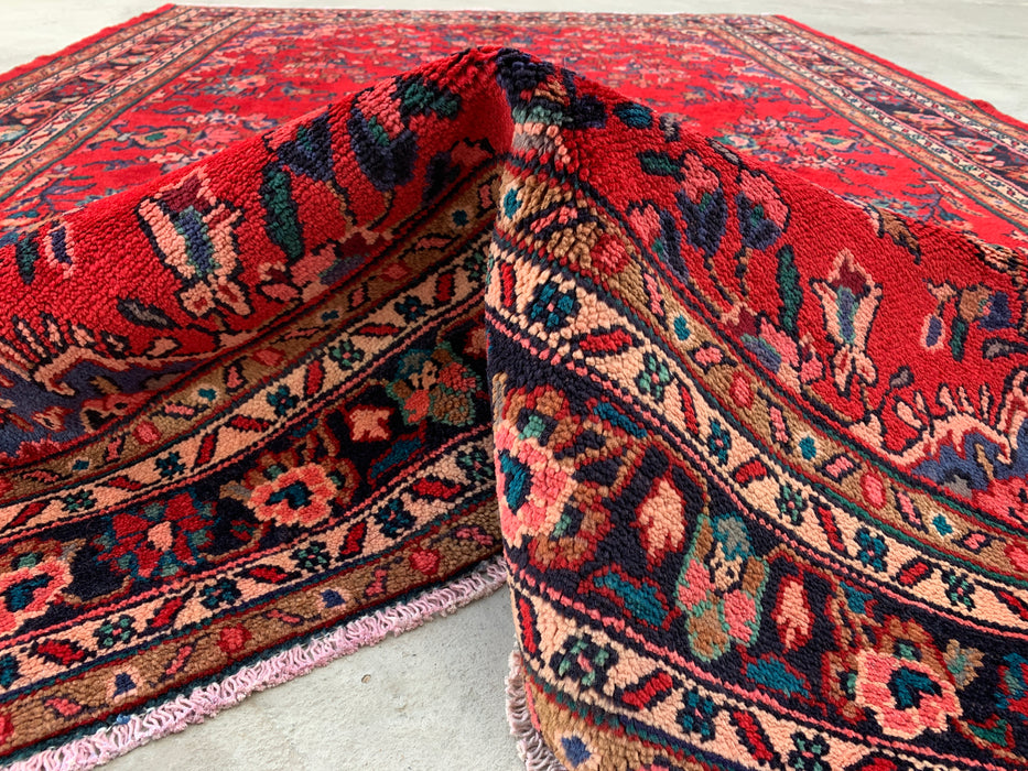 9'11 x 6'11 Hand-Knotted Persian Wool Rug - Red Floral Medallion Design - KBHM-1022