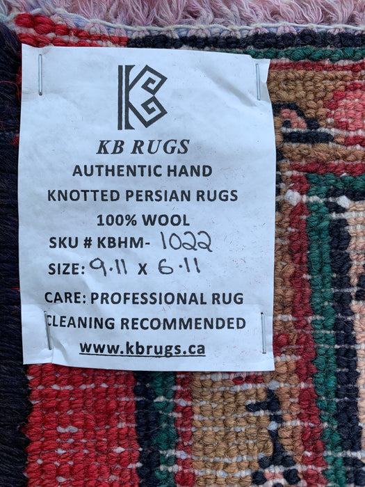 9'11 x 6'11 Hand-Knotted Persian Wool Rug - Red Floral Medallion Design - KBHM-1022