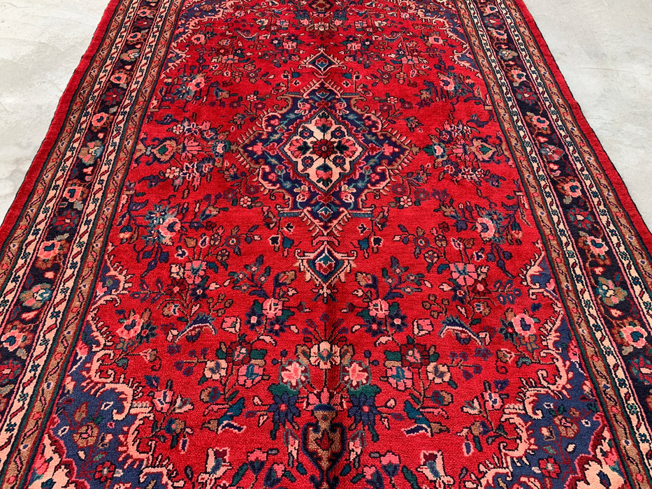 9'11 x 6'11 Hand-Knotted Persian Wool Rug - Red Floral Medallion Design - KBHM-1022