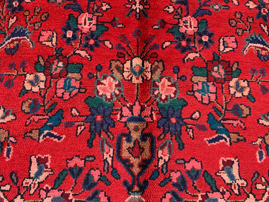 9'11 x 6'11 Hand-Knotted Persian Wool Rug - Red Floral Medallion Design - KBHM-1022